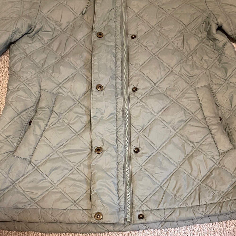 Madewell Women’s Seafoam Green Quilted PufferJacket w/ Hood - Picture 3 of 8